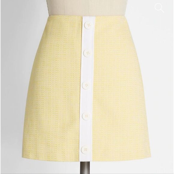 Modcloth The Day is Calling Mini Skirt Yellow Vintage Style Size 8 - Picture 1 of 7